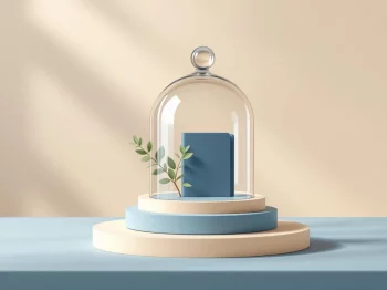 Glazen stolp beschermt familieboom en documenten met groene bladeren, symbool voor bedrijfsopvolging en estate planning  ---  **Feedback Request**: Does this alt text meet all requirements? Would you like me to adjust anything?