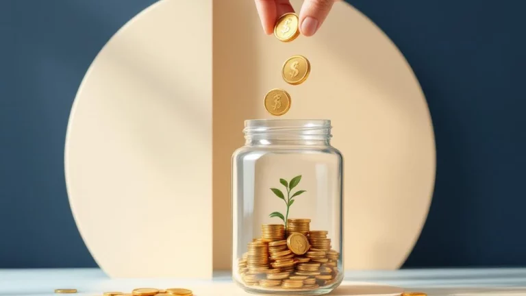 Glazen pot gevuld met gouden munten op blauwe achtergrond, symbool voor kapitaalaanvulling BV