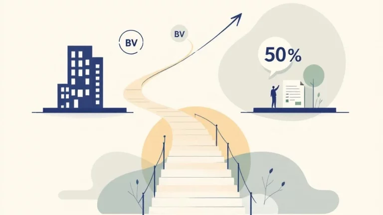 Professionele illustratie van BV versus werknemersparticipatie keuzes met geometrische vormen en beige verbindingspad