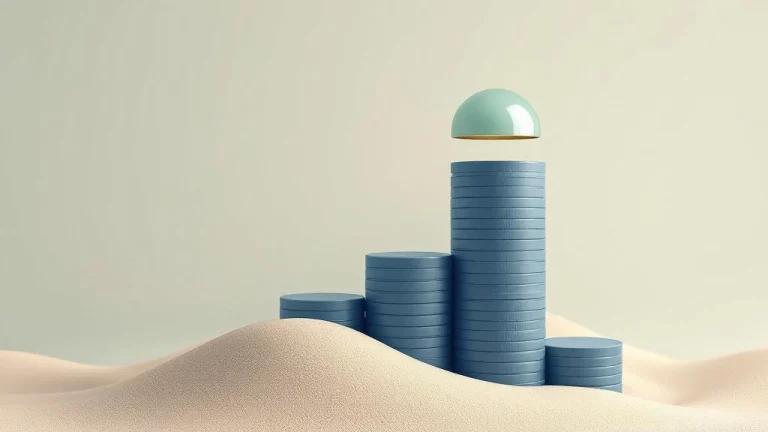 Stapel munten met beschermende koepel symboliseert inflatie en financiële zekerheid voor ondernemers