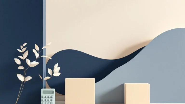 Stijgende grafiek met geometrische vormen en rekenmachine symboliseert financiële groei en lijfrente waardering