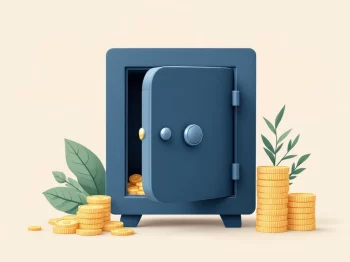 Open kluis met gouden munten en documenten die naar buiten stromen, lijfrente uitbetalingsopties voor ondernemers