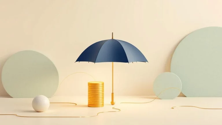 Marineblauw paraplu beschermt gouden muntstapel en vangnet, symbool voor lijfrente en WIA-uitkering zekerheid  ---  **Token Usage Summary:**
- Input tokens: 295
- Output tokens: 32
- Total tokens: 327
- Token budget remaining: 199,673