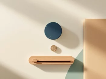 Houten schuifregelaar met muntstapel en documenten op crème achtergrond voor ODV-uitkeringsaanpassing