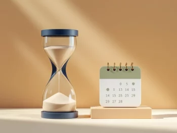 Zandloper naast kalender symboliseert uitstel ODV-betalingen voor Nederlandse ondernemers met flexibele pensioenplanning