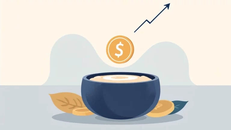Dividend munt vloeit in nest ei container, navy blauwe achtergrond, pijl omhoog, pensioenplanning concept