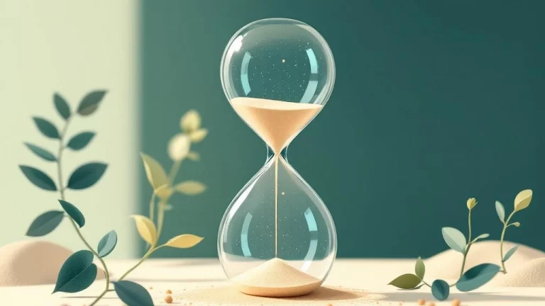 Zandloper met zand dat overloopt in pensioenei, symboliseert financiële planning en zekerheid voor pensioen