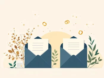 Twee elegante documenten mappen met gouden ringen ertussen, calculator en paraplu pictogrammen voor pensioen verdeling